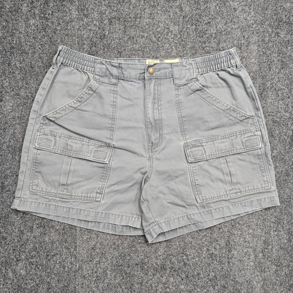 Red Head Brand Co Mens Size W38 Cargo Shorts Gray Elastic Waist Cotton Canvas